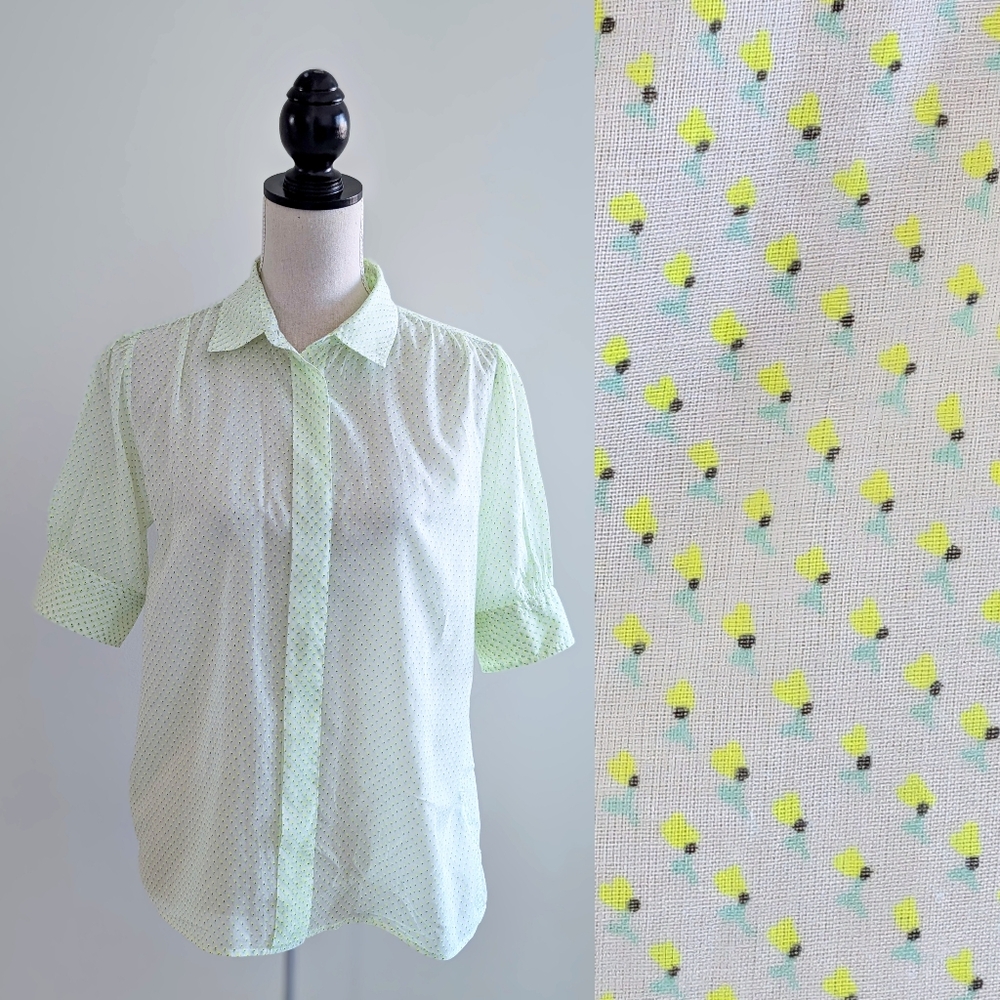 MiH Cotton Dot Patterned Women's Blouse In Light Green